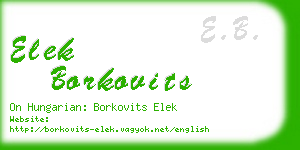 elek borkovits business card